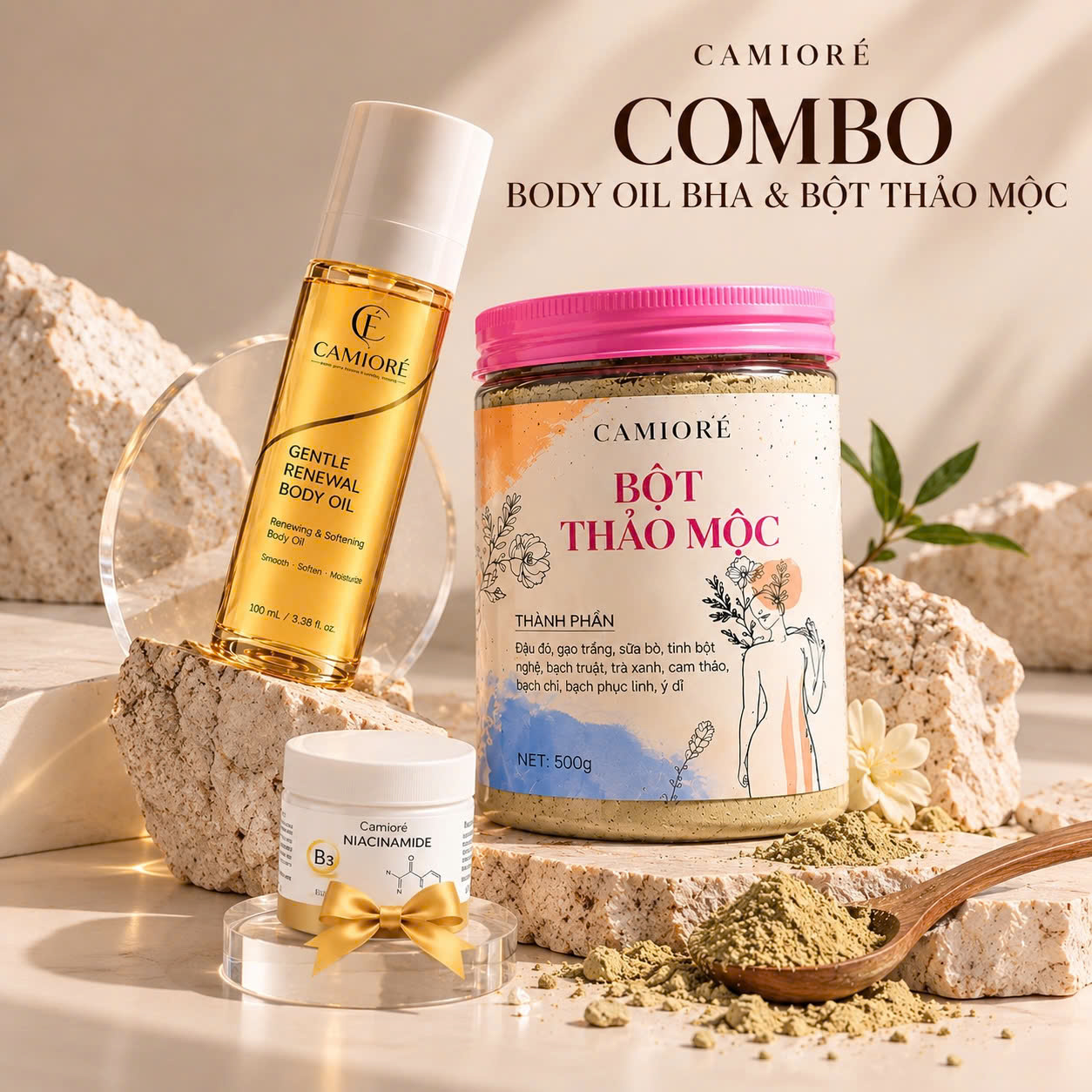 Combo Body Oil & Bột Thảo Mộc