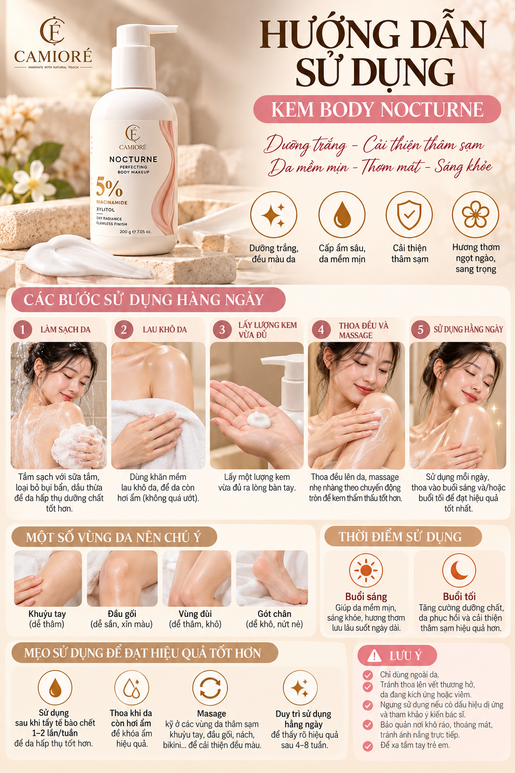 Hướng dẫn sử dụng Kem Body Nocturne